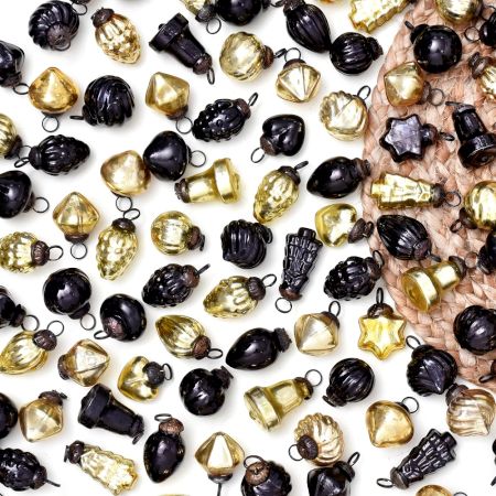 25 Pieces Black and Golden Glass Ornaments For Tree Decoration